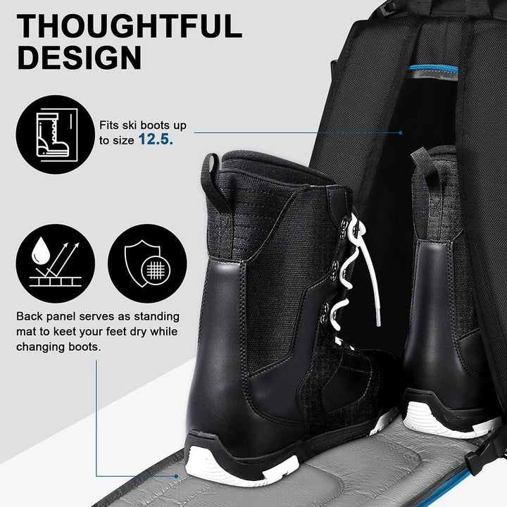 Hochwertiger 50L Skischuhrucksack, wasserdicht & robust. Der ideale Begleiter für Wintersport, Skiausrüstung & Outdoor.