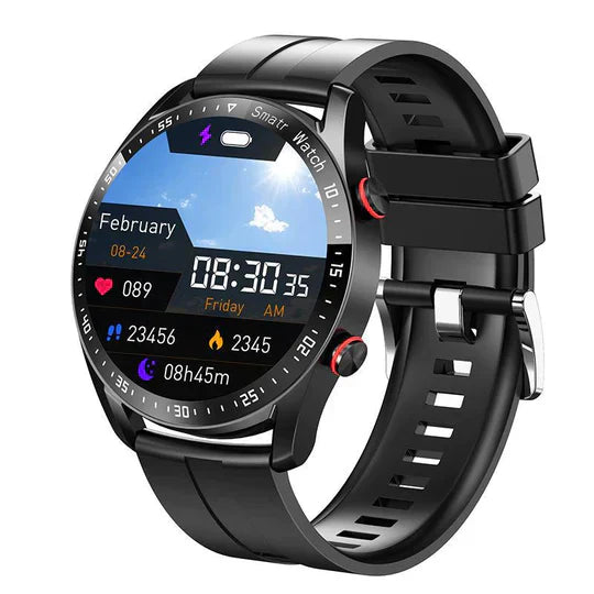 Schwarze Unisex Smartwatch für umfassendes Gesundheitsmanagement: Blutzucker & Herzfrequenz.