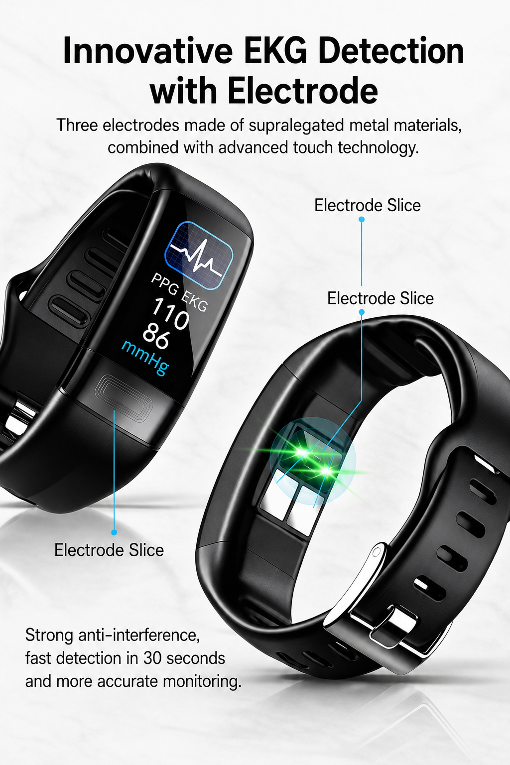 Elegante Unisex Digitaluhr in Schwarz. Moderner Fitness Tracker für Gesundheit & sportliche Aktivitäten.