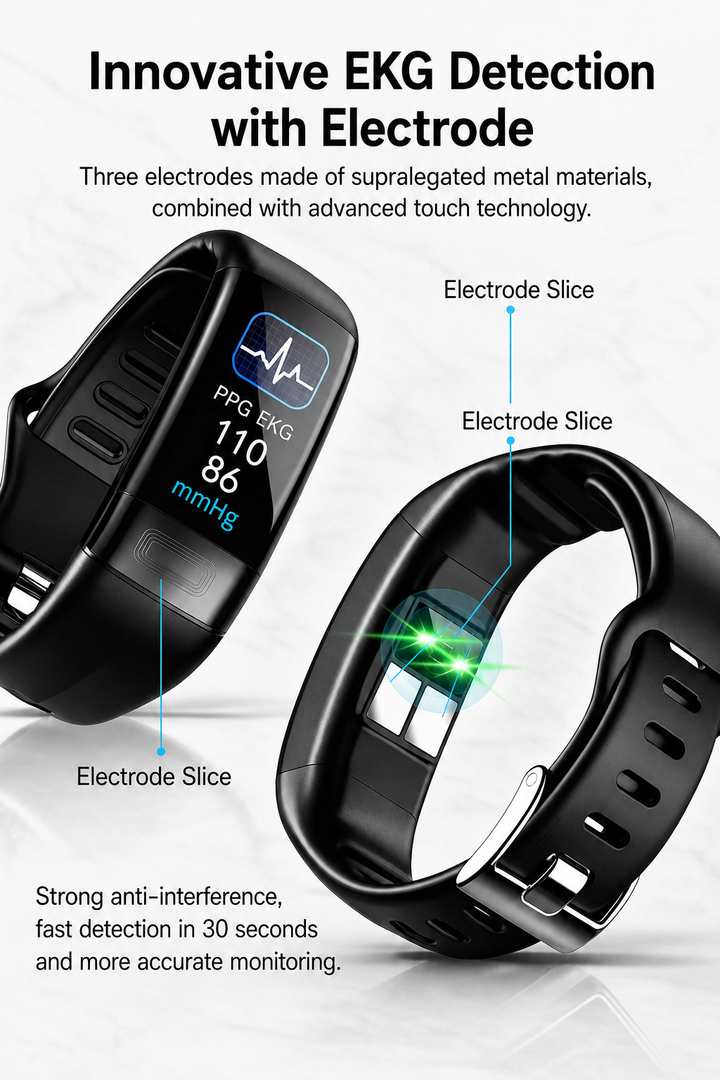 Elegante Unisex Digitaluhr in Schwarz. Moderner Fitness Tracker für Gesundheit & sportliche Aktivitäten.
