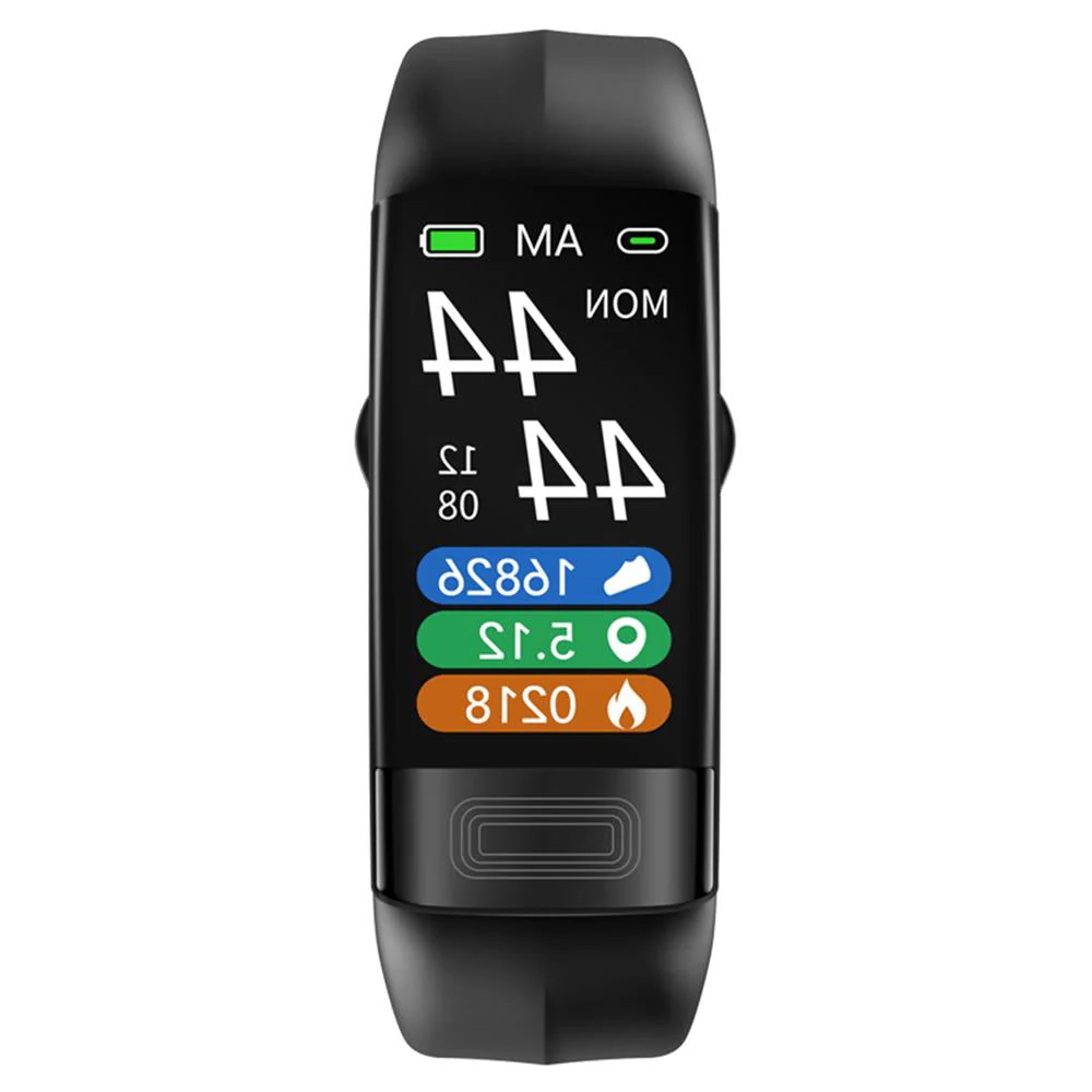 Elegante Unisex Smartwatch mit schwarzem Silikonarmband, integriertem EKG und Blutdruckmonitor.