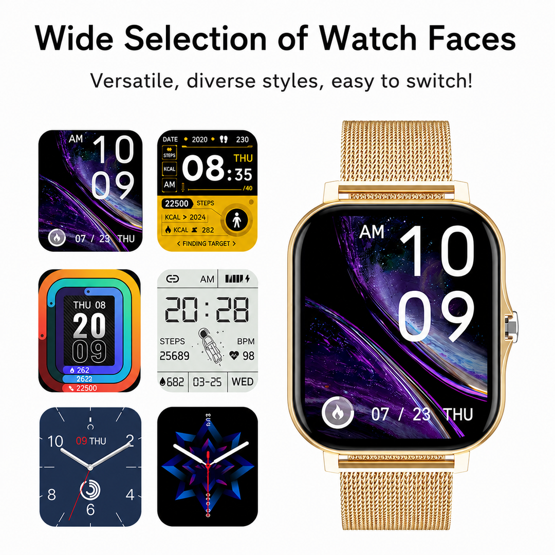 Unisex Smartwatch mit großem Display zur präzisen Gesundheitsüberwachung und Fitness-Tracking.