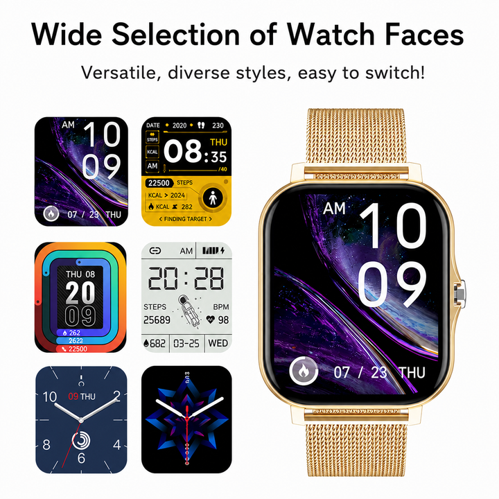 Unisex Smartwatch mit großem Display zur präzisen Gesundheitsüberwachung und Fitness-Tracking.