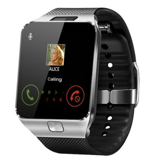 Moderne Unisex Smartwatch am Handgelenk mit SIM-Unterstützung, Bluetooth-Verbindung und Fitness-Tracking-Funktionen.