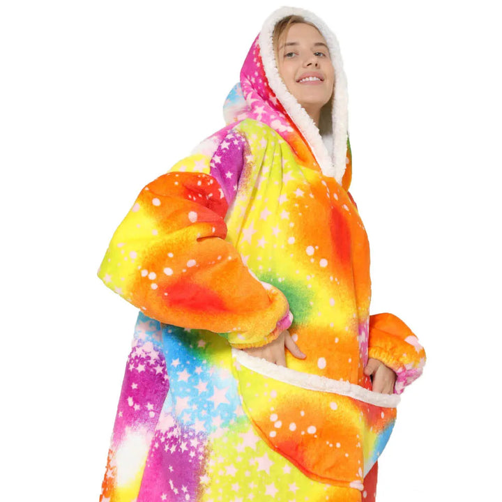 Unisex SnugJoy Oversized Fleece-Kapuzendecke mit Taschen. Gemütliche Kuscheldecke für kalte Herbst & Winternächte.