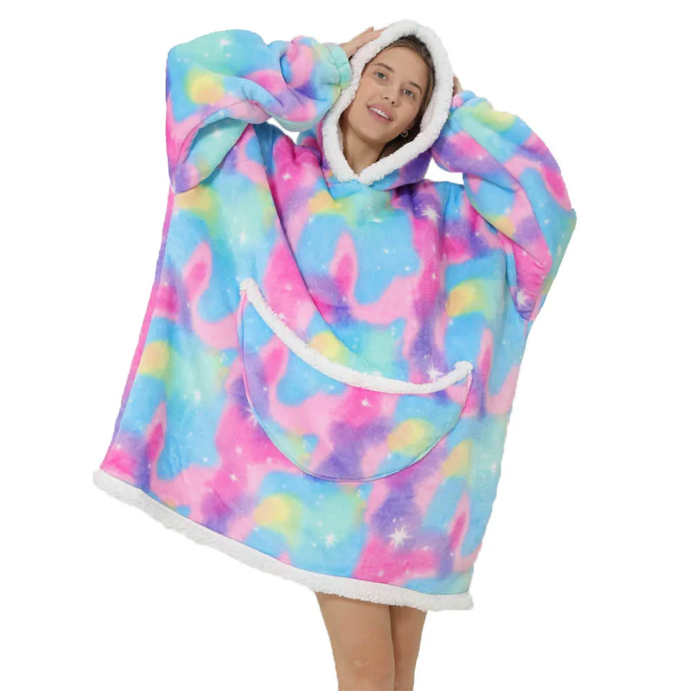 SnugJoy Kapuzendecke: Ultraweiche Oversized Fleece-Decke mit Ärmeln & Taschen. Ideal als Wärmedecke für Zuhause.