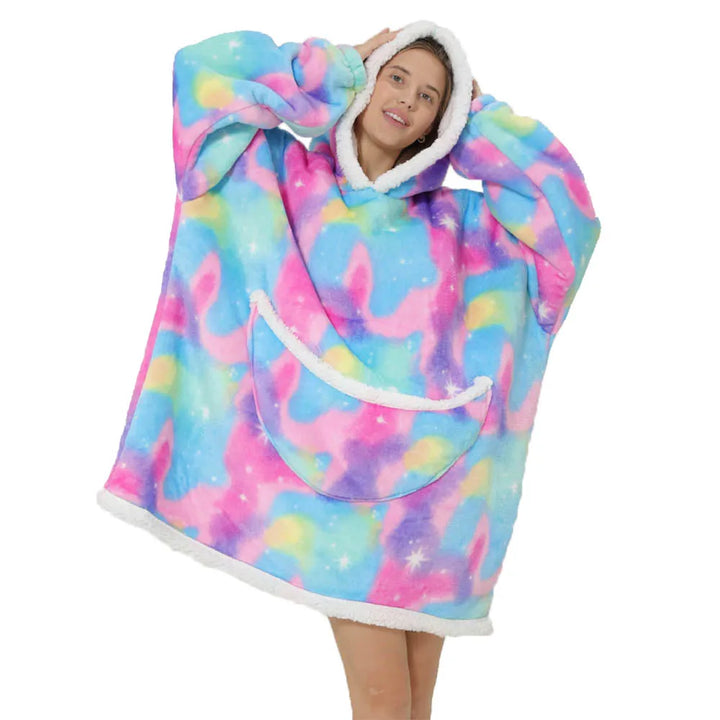 SnugJoy Kapuzendecke: Ultraweiche Oversized Fleece-Decke mit Ärmeln & Taschen. Ideal als Wärmedecke für Zuhause.