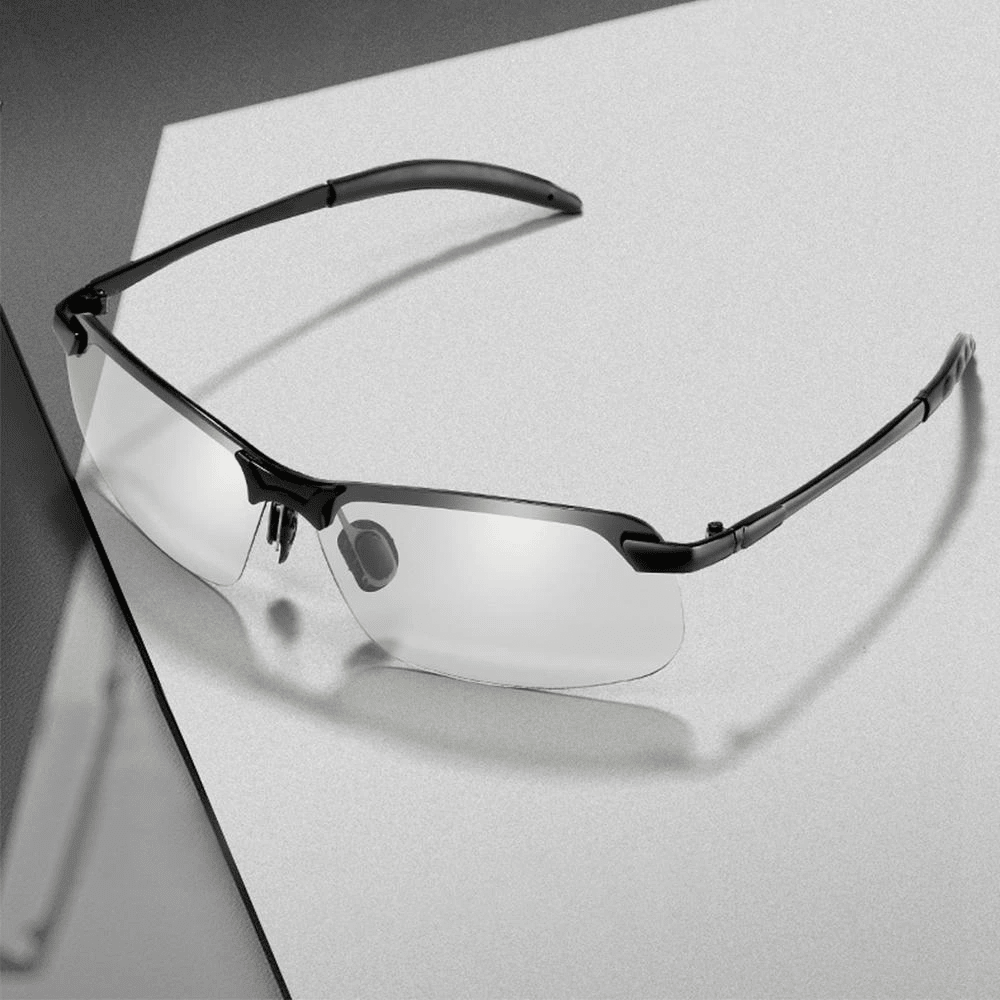 Vielseitige Unisex Photochrom-Sonnenbrille, polarisiert, in elegantem Schwarz/Grau, perfekt für Reise & Alltag.