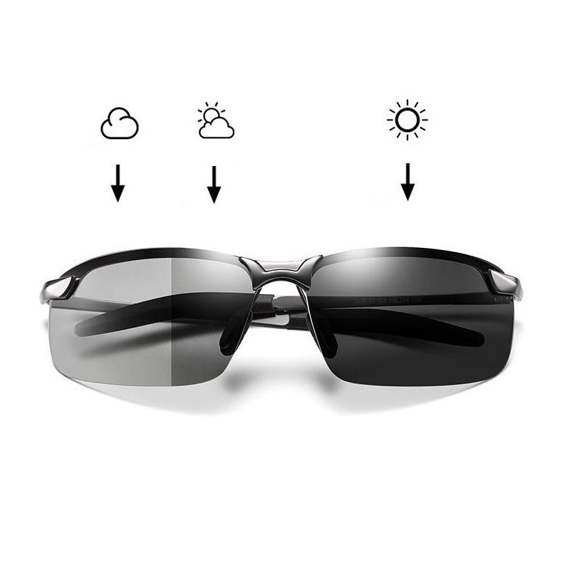 Schützende photochrome Polarisations-Sonnenbrille, UV400, passt sich Licht an, für optimalen Augenschutz im Freien.