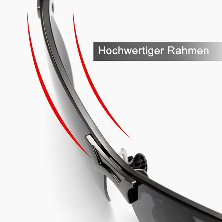 Polarisierte & photochromatische Unisex-Sonnenbrille. Automatische Tönung, ideal für Autofahren & Sport. Mit UV-Schutz.