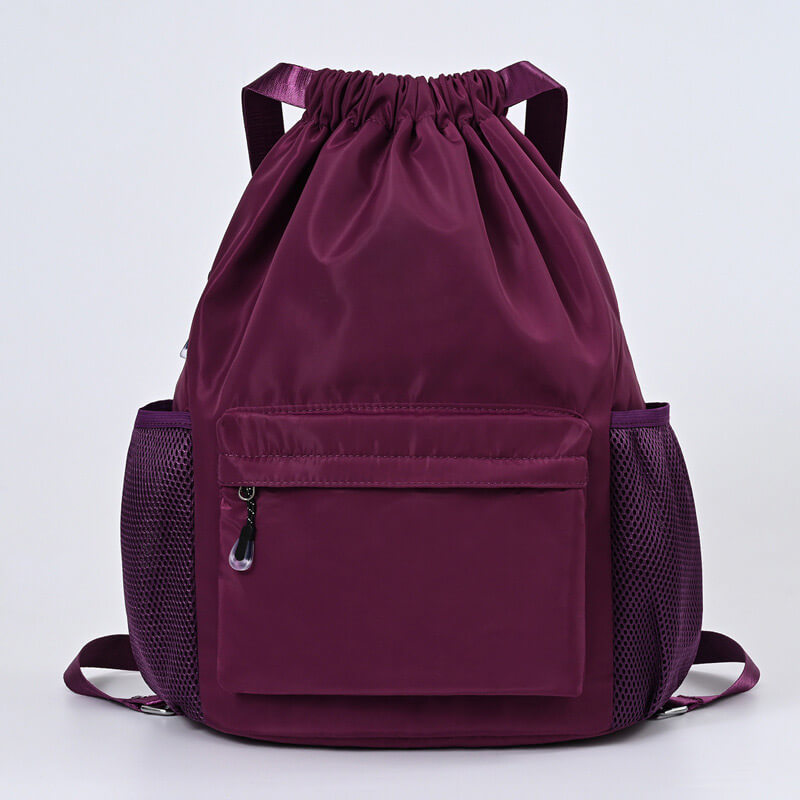 Schwarzer Unisex Kordelzug-Rucksack für Fitness, Reisen & Outdoor-Sport.