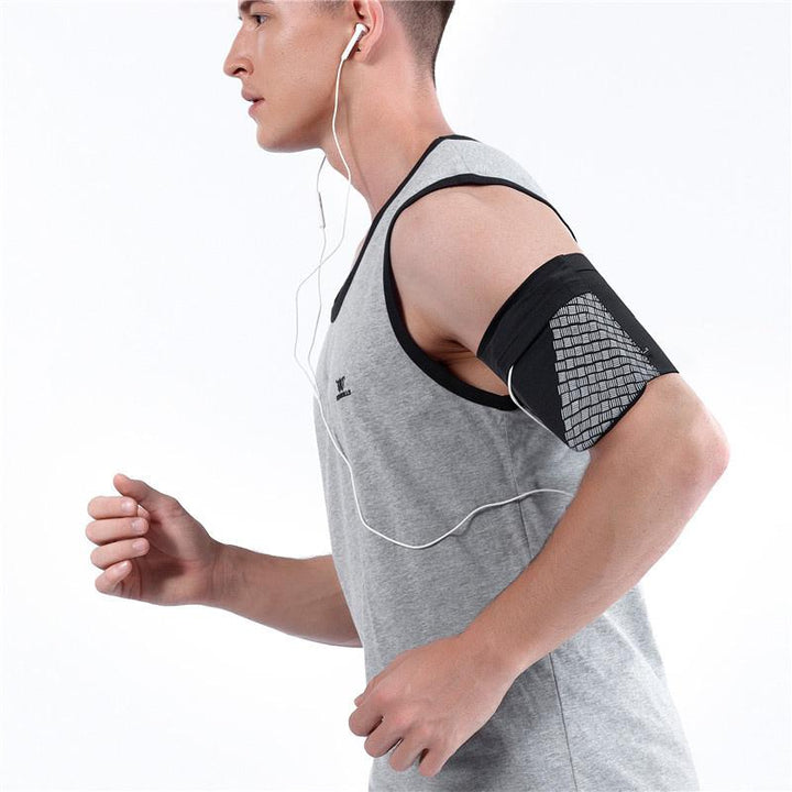 Atmungsaktives Sportarmband für Laufen, Fitness & Outdoor, sichere Handytasche am Handgelenk.