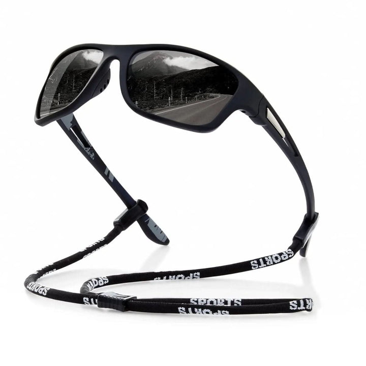 Rote & blaue Sportsonnenbrille, unisex, polarisiert, UV400 Schutz für Radfahren & Outdoorsport.