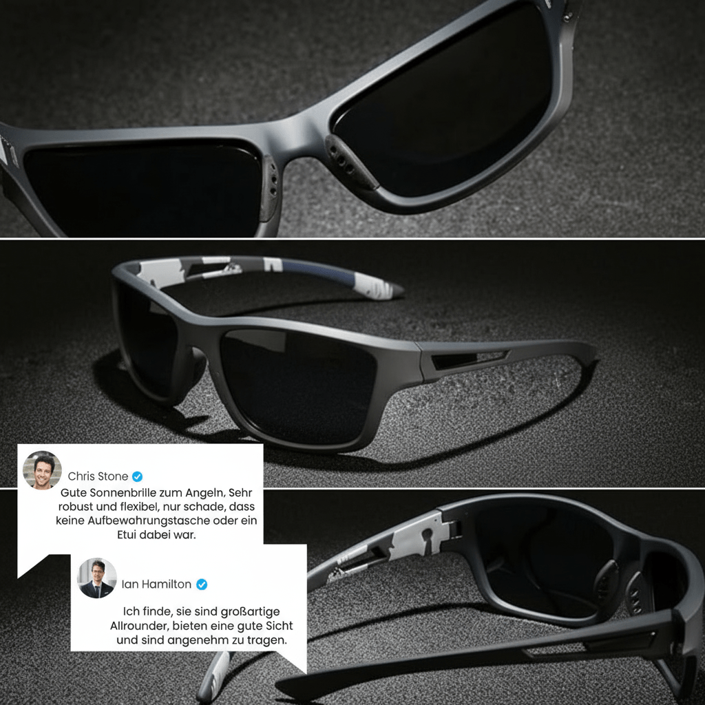 Unisex Sportsonnenbrille schwarz, polarisiert für alle Outdoor-Sportarten; UV400 Schutz & klares Sehen.