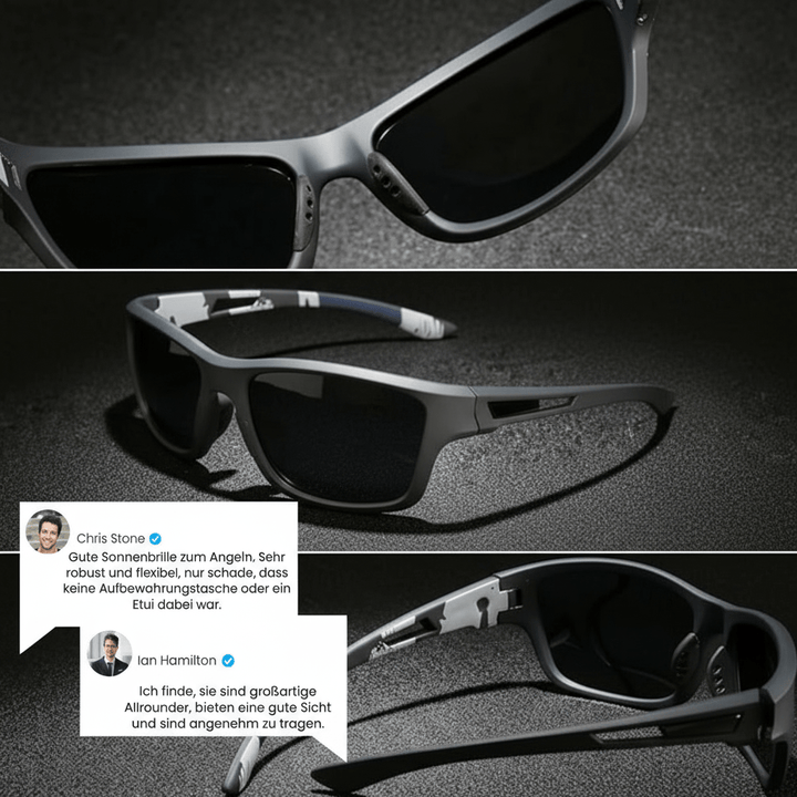 Unisex Sportsonnenbrille schwarz, polarisiert für alle Outdoor-Sportarten; UV400 Schutz & klares Sehen.