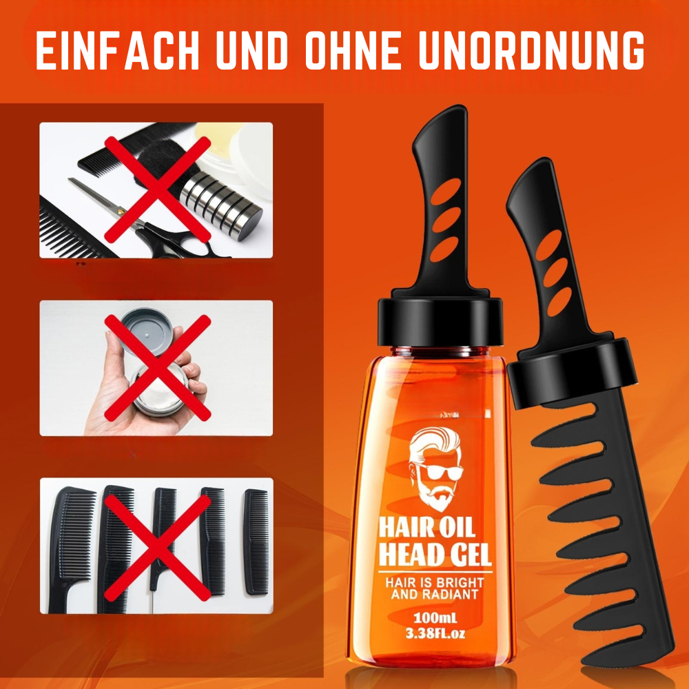 Innovatives Unisex Haargel & Kamm. Für langanhaltende Frisuren, Glanz & Haarpflege. Einfache Anwendung.