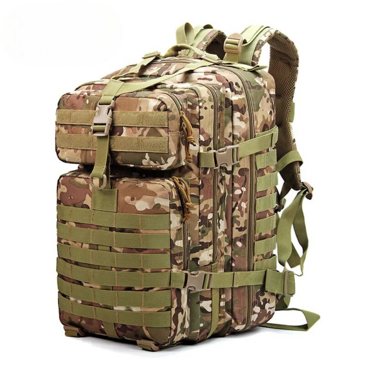 Geräumiger Outdoor-Rucksack, unisex, mit Seitentaschen & Kompressionsriemen; ideal für Trekking-Touren.
