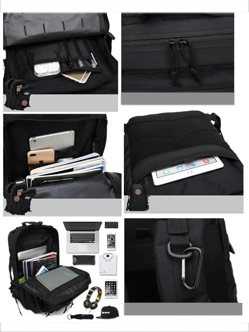 Nahaufnahme des robusten, wasserdichten Materials vom Unisex Outdoor-Rucksack; extrem langlebig.