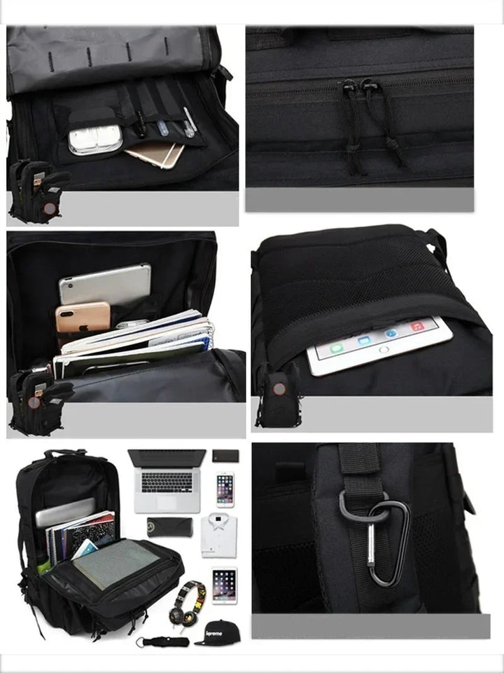 Nahaufnahme des robusten, wasserdichten Materials vom Unisex Outdoor-Rucksack; extrem langlebig.