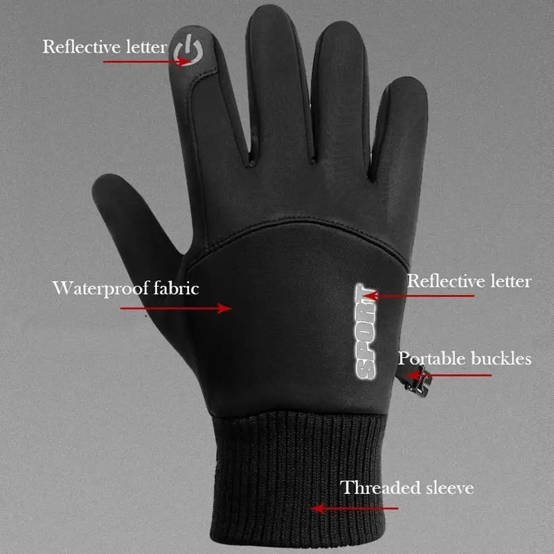 Unisex Thermohandschuhe mit Touchscreen-Funktion, ideal für Outdoor, Fahrradfahren & Wandern im Schnee.