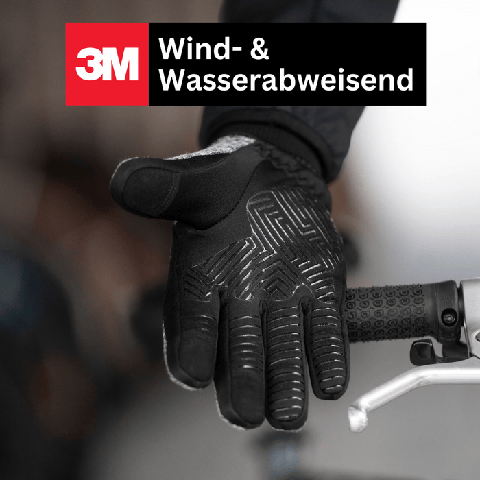 Detailaufnahme der ThermoFit Sporthandschuhe, rutschfestes Material für sicheren Halt im Winter.