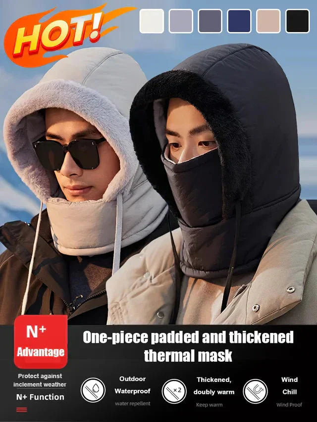 Atmungsaktive Thermomütze mit Gesichtsmaske, perfekt für aktive Wintersportler.