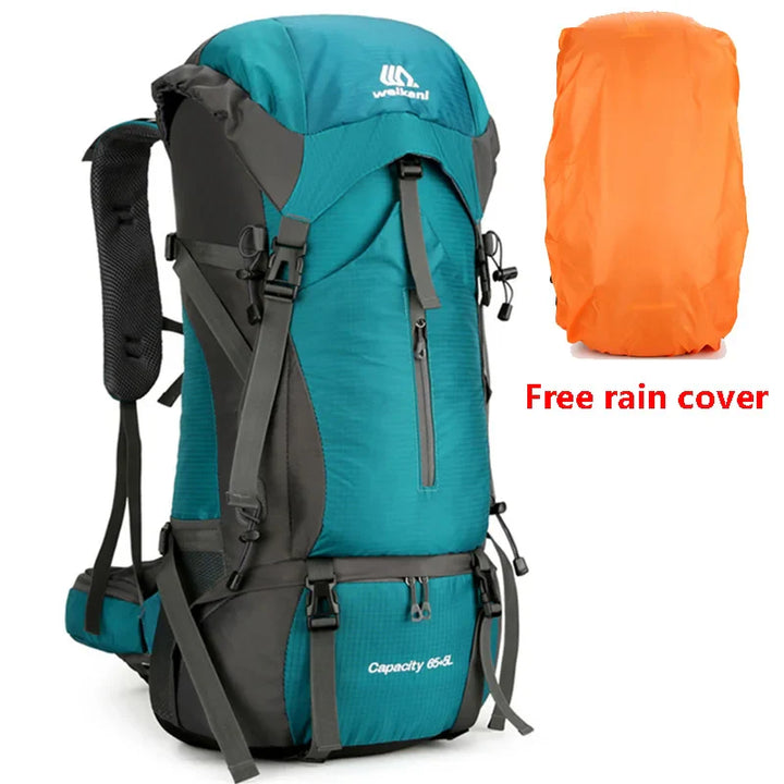Unisex Trekkingrucksack 70L, wasserdicht, ideal für Outdoor, Wandern & Reisen. Großes Gepäck aus robustem Nylon.