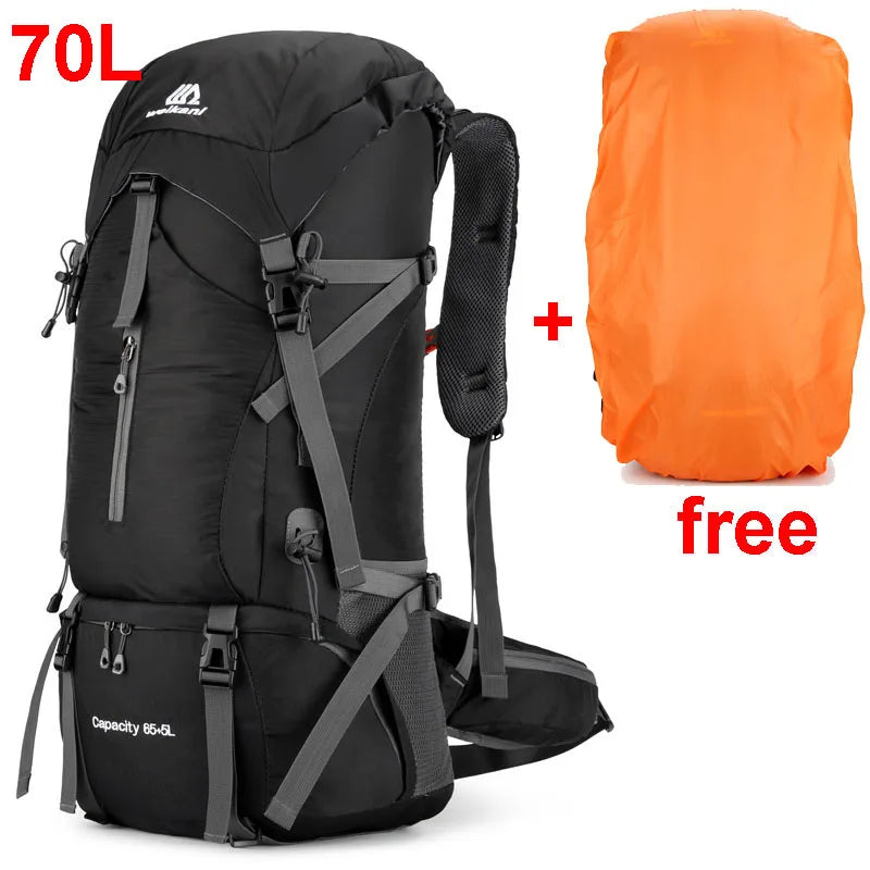 Vielseitiger 70L Rucksack für Outdoor, Camping, Wandern und Reisen. Unisex Design, wasserdicht & robust.