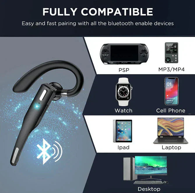 Universal Bluetooth Headset kabellos, einfache Verbindung für klare Gespräche unterwegs.
