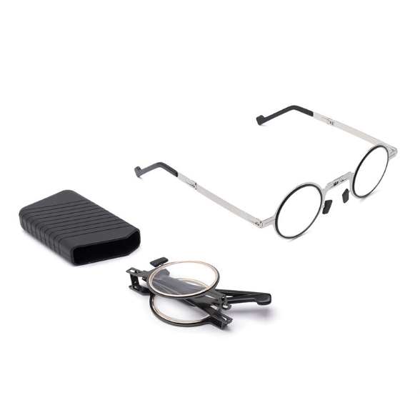 Hochwertige faltbare Lesebrille aus Titanlegierung. Ultraleicht, Blaulichtschutz & optimaler Sehkomfort.