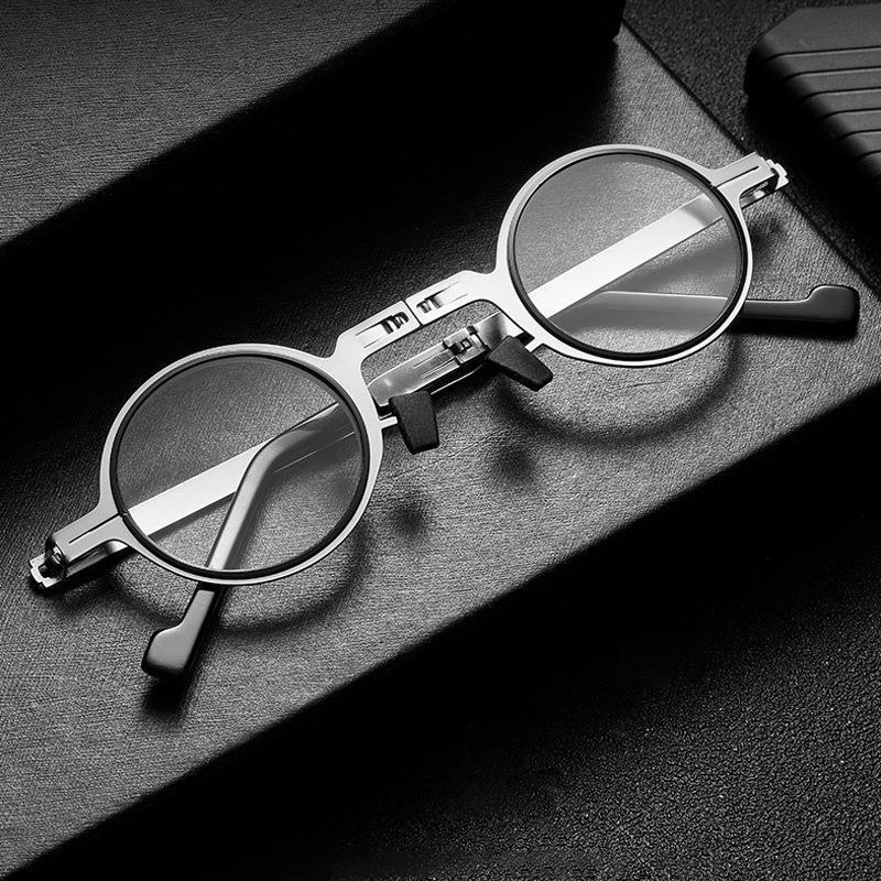 Silberne Unisex-Faltbrille mit Harzlinse für klaren Blick. Ultraleichte Lesebrille mit Blaulichtfilter.