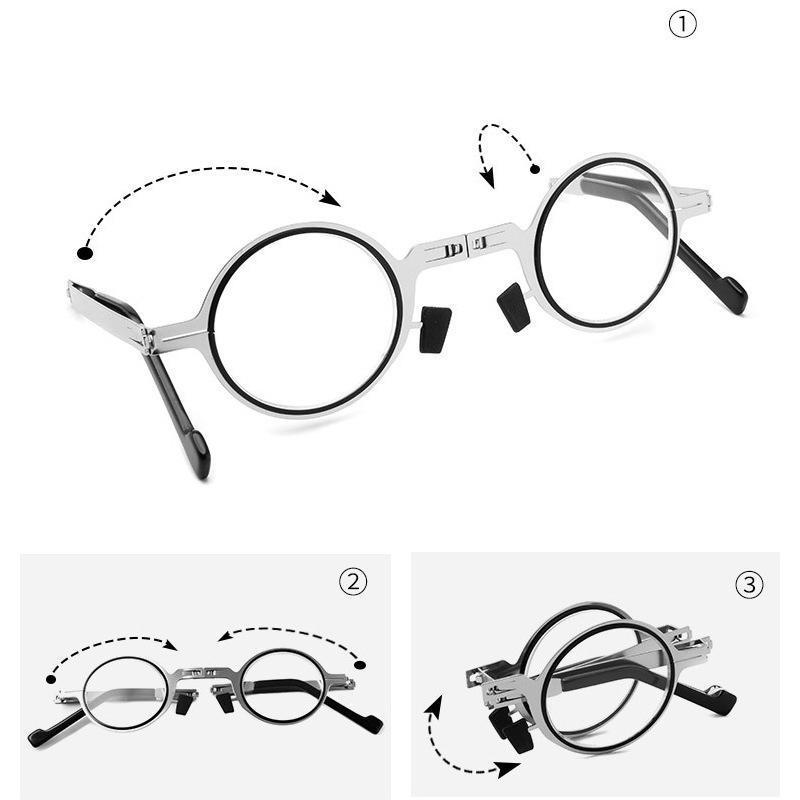 Aufgeklappte, ultraleichte Falt-Lesebrille mit Blauschutz, bereit zum Lesen, für Mann und Frau.