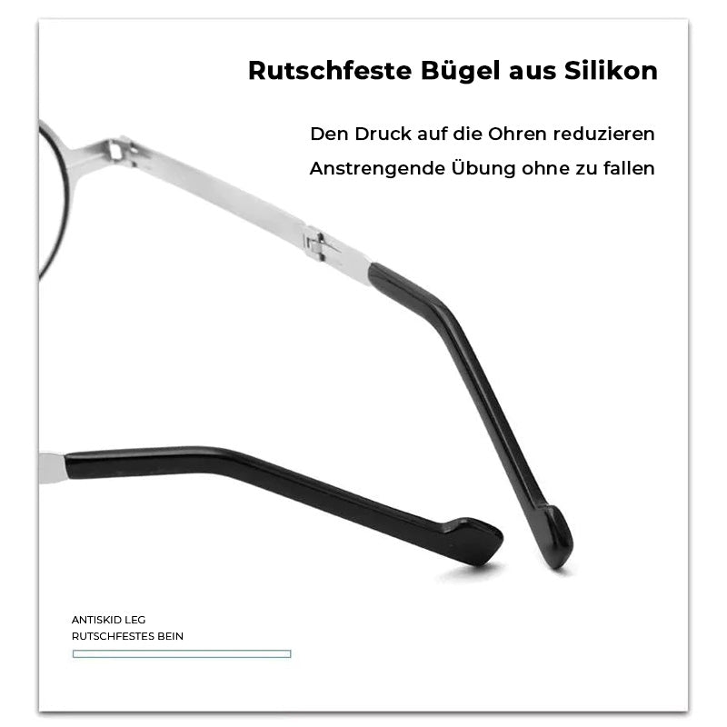 Unisex Falt-Lesebrille mit Blauschutz, silberner Titanrahmen und ultraleichtes Design für jeden.