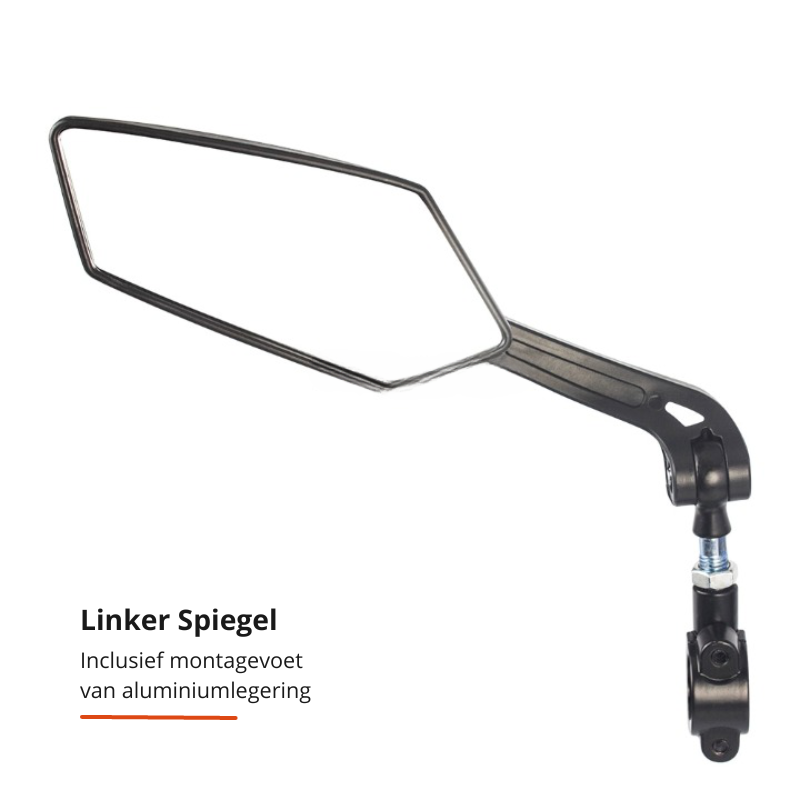 Fahrradspiegel am Lenker eines Mountainbikes; ideal für sichere Outdoor-Fahrten, Sport und verbesserten Überblick.