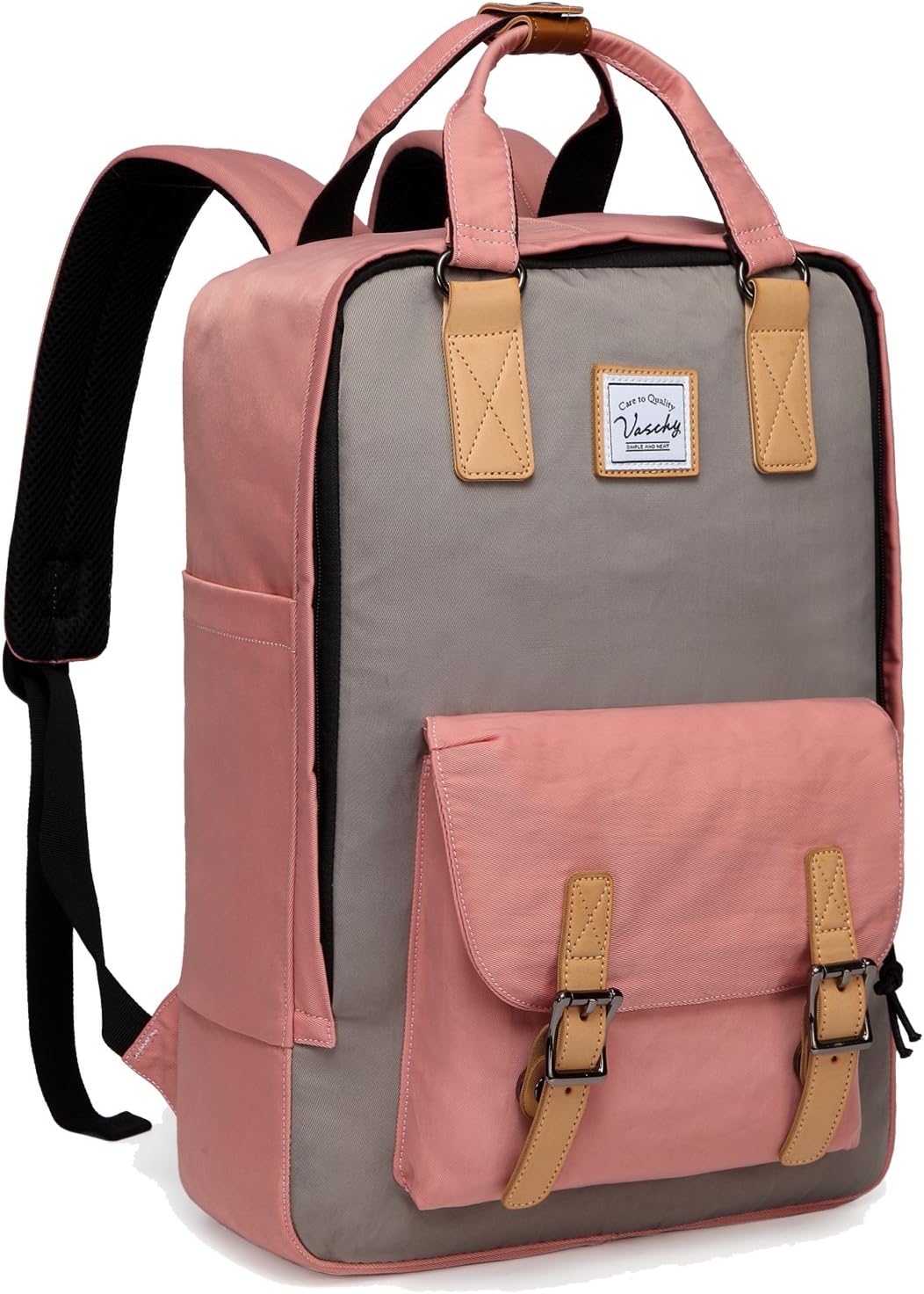 Seitenansicht UrbanEase Pendler Rucksack 15,6" vintage, wasserdicht. Großes Hauptfach für alle täglichen Essentials.