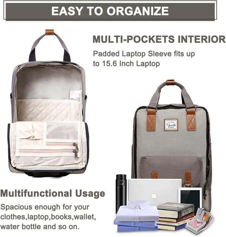 UrbanEase Freizeit Rucksack 15,6" vintage, wasserdicht. Entspannt im Café mit Laptop – stilvoll & praktisch.