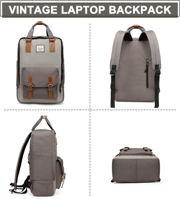 Funktionaler UrbanEase Organizer Rucksack 15,6" für Laptop, Schul- & Bürobedarf. Vintage Design, wasserabweisend.