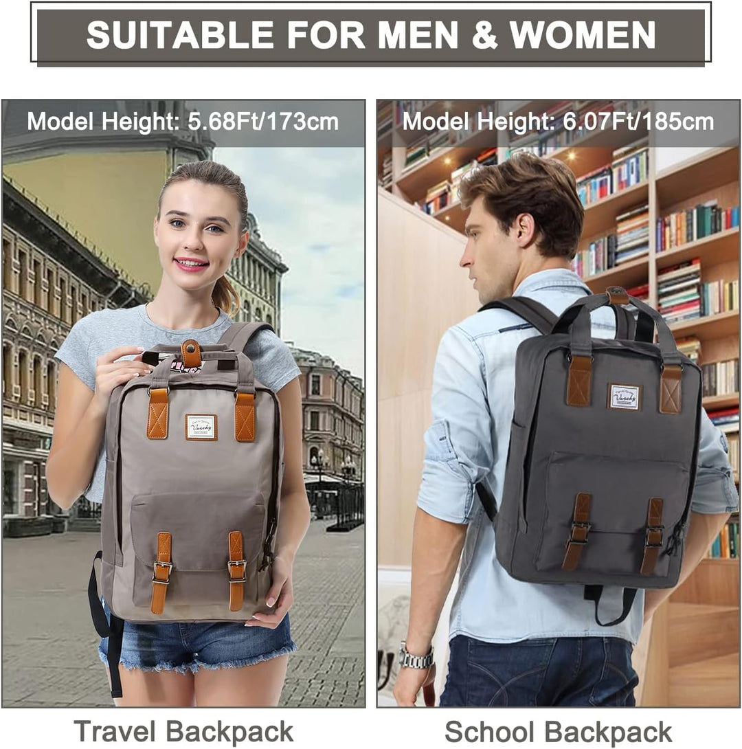 Robuster UrbanEase Schulrucksack 15,6", wasserdicht & vintage. Viel Platz für Laptop, Bücher und Unimaterial.