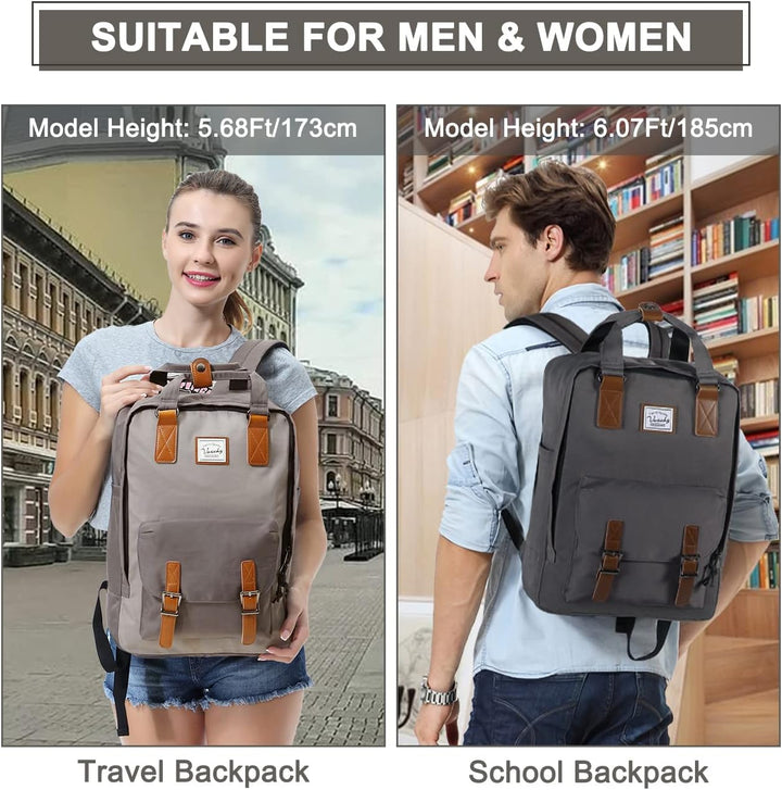 Robuster UrbanEase Schulrucksack 15,6", wasserdicht & vintage. Viel Platz für Laptop, Bücher und Unimaterial.