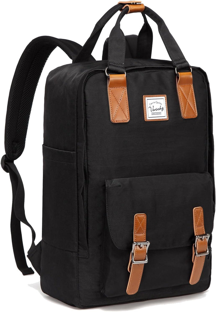 Eleganter UrbanEase Business Rucksack 15,6" wasserdicht, Vintage-Design. Schützt Laptop sicher auf dem Weg ins Büro.