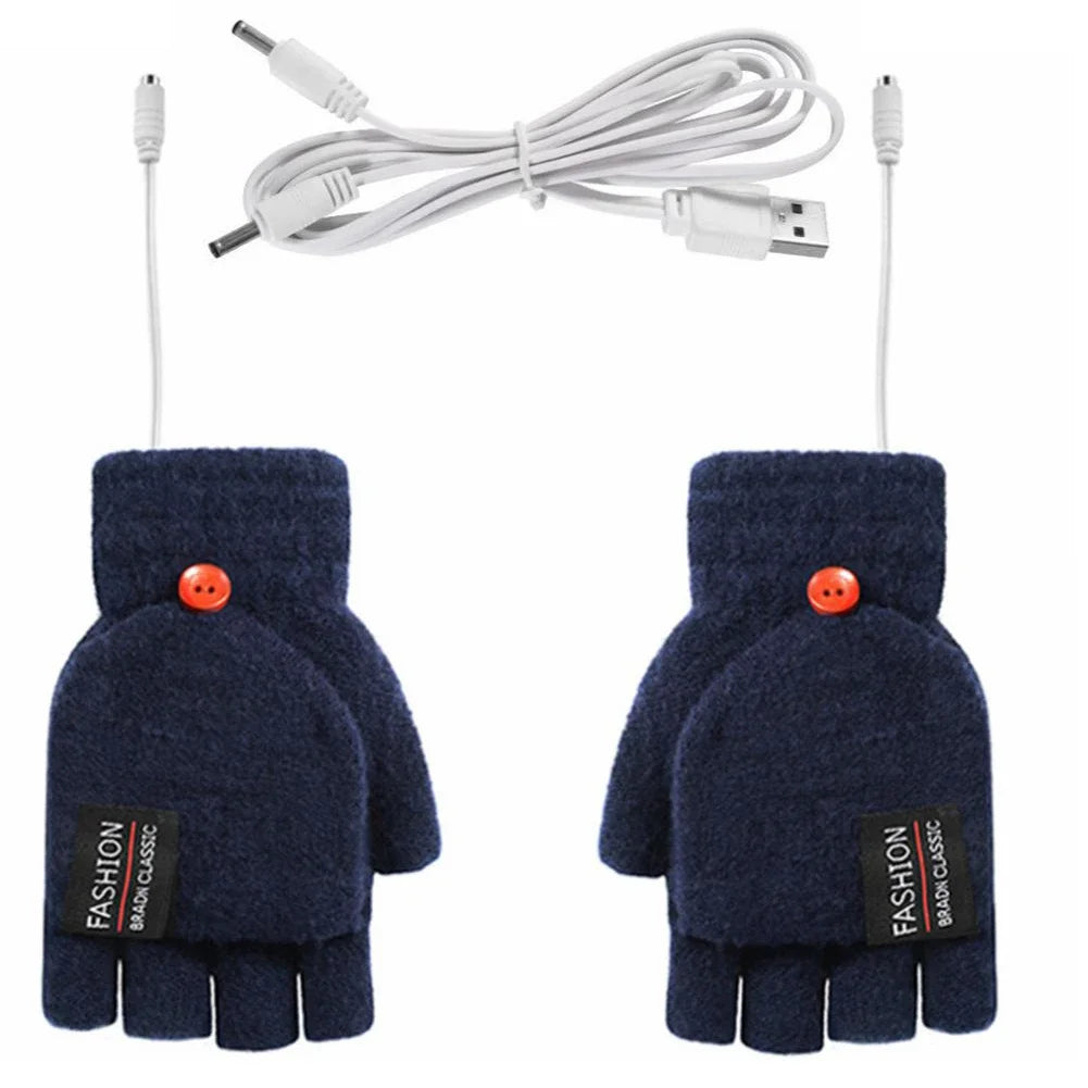 Unisex USB-beheizte Handschuhe, schwarz, ideal für Winterwärme, Kälteschutz & Outdoor-Aktivitäten.