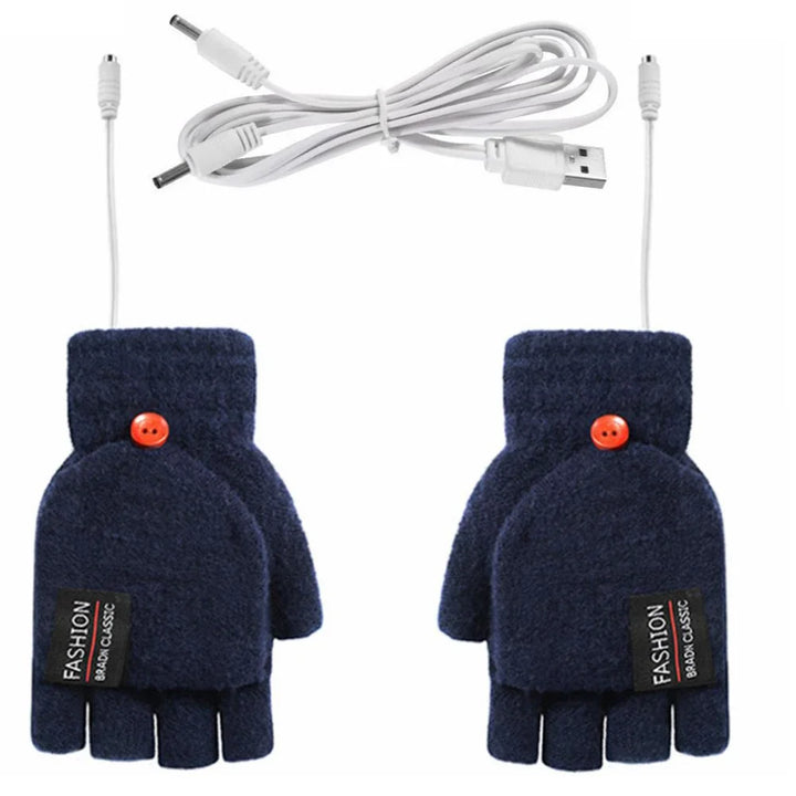 Unisex USB-Heizhandschuhe in Schwarz. Perfekt für warme Hände im Winter mit praktischem USB-Anschluss.