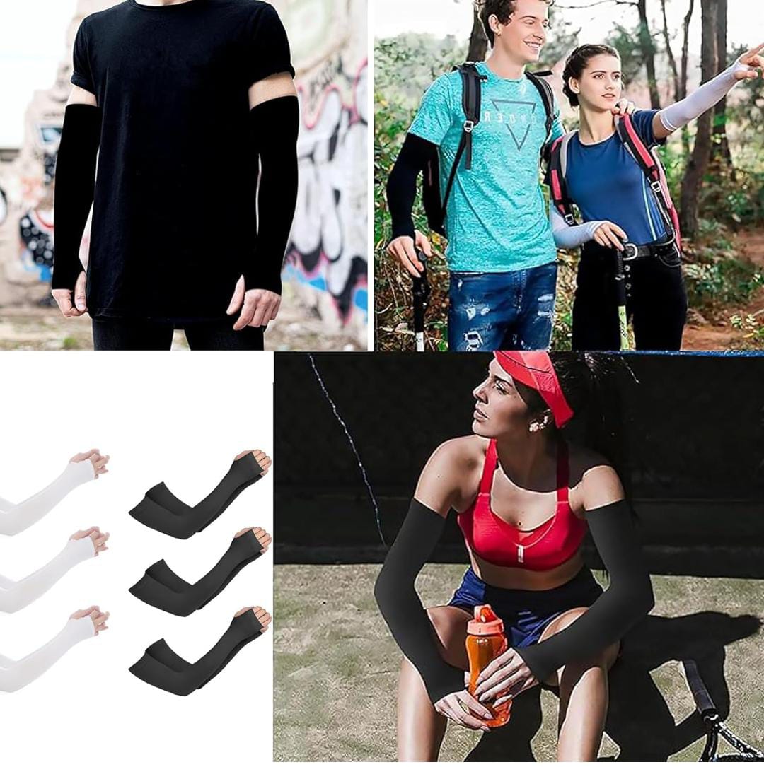 Atmungsaktive Polyester-Ärmlinge mit UV-Schutz für Sport, Radfahren, Wandern & Outdoor-Aktivitäten.