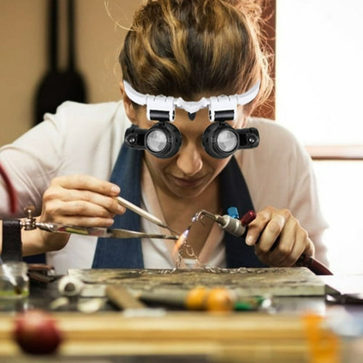 Hochleistungs-Vergrößerungsbrille unisex mit LED-Beleuchtung, perfekt für Uhrmacher und Elektroniker.