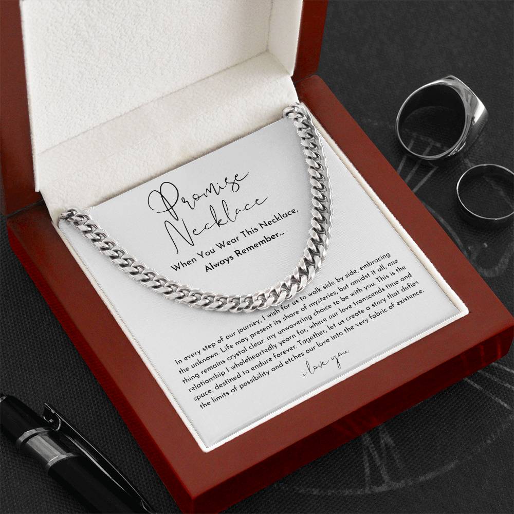 Glänzende Unisex Versprechen Halskette in Silber oder Gold, ein edles Geschenk für Ihre Liebsten.