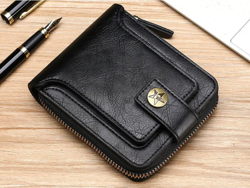 Stilvolles Vintage Leder Portemonnaie für Damen & Herren, kompakter Organizer für Karten & Münzen.