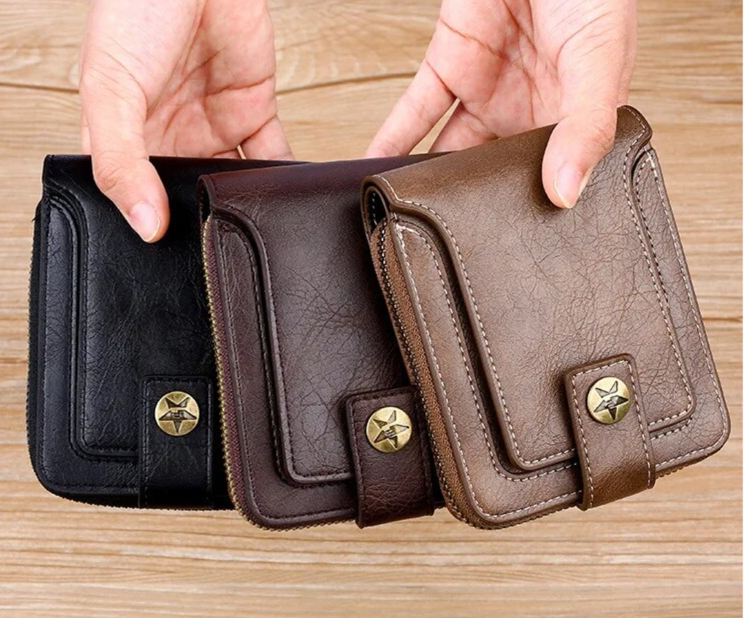 Unisex Geldbörse im Vintage Design, praktisch für Karten und Münzen, ideal für unterwegs.