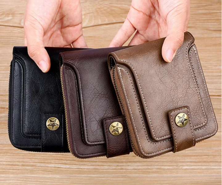 Unisex Geldbörse im Vintage Design, praktisch für Karten und Münzen, ideal für unterwegs.