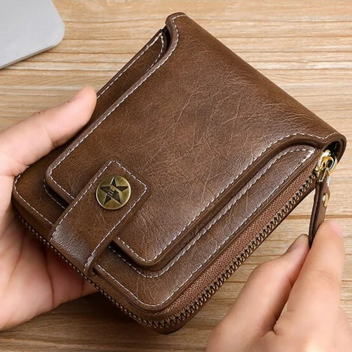 Elegante Vintage Ledergeldbörse für Unisex, braun, mit viel Stauraum, perfekt für jeden Tag.