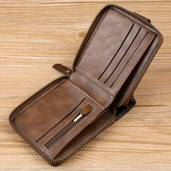 Multifunktionale Unisex Geldbörse im Vintage-Look, sicherer Kartenhalter und Münzfach.
